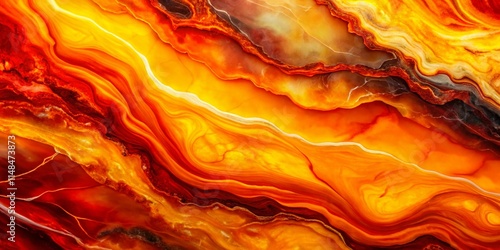 Abstract Fire Marble Texture: Bright Autumn Yellow Orange Red Layered Design