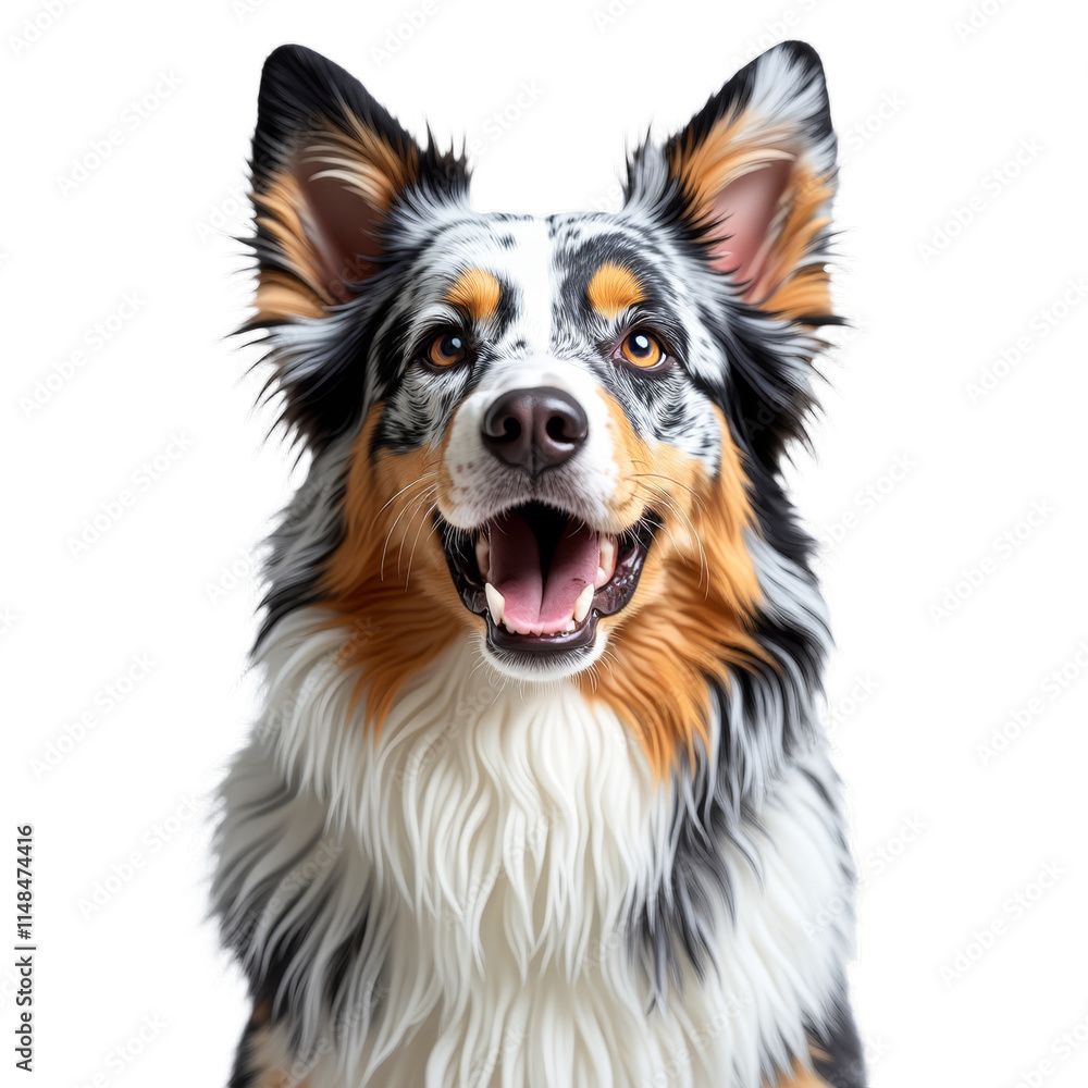 Happy Aussie Dog in Focus or Closeup Smiling Dog with Blue Eyes Happy Aussie Dog in Focus or Closeup Smiling Dog with Blue Eyes
