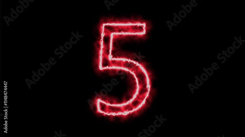 Wallpaper Mural Red color motion glossy glowing Alphabet Letter of 6. black color animation background. Torontodigital.ca