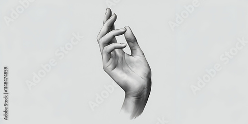 A grayscale hand sketch of a soft grey white minimalist design gesture photo