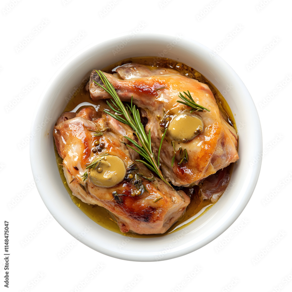 Inviting Braised rabbit with white wine and mustard Isolated On Transparent Background Inviting Braised rabbit with white wine and mustard Isolated On Transparent Background