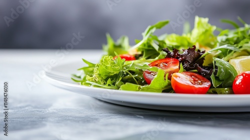 Wallpaper Mural Dish with Gourmet fried halibut fish on Vegetable, fresh green salad. Top view. Black plate. Fork, knife Torontodigital.ca