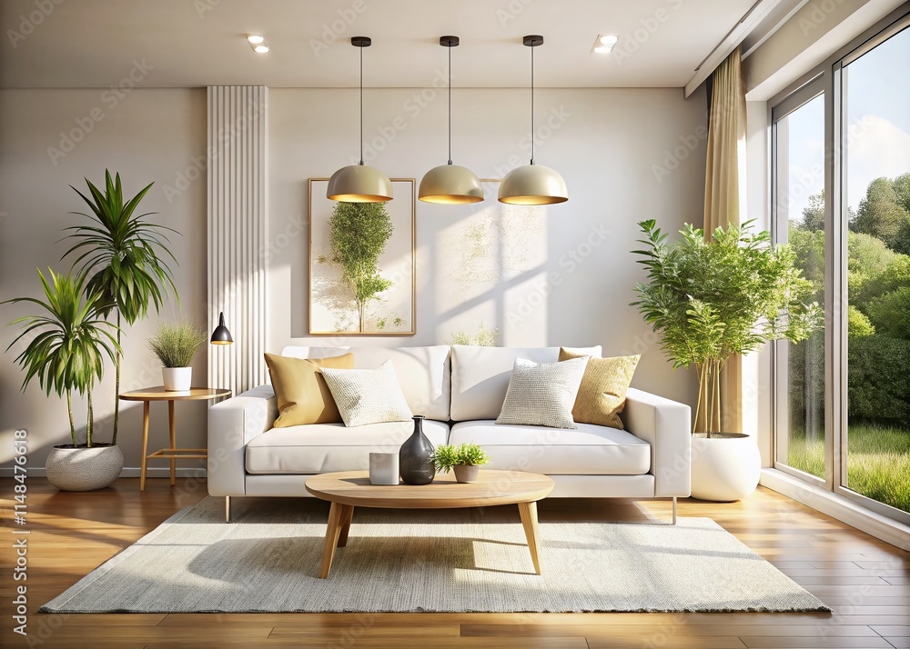 White Sofa Interior Design: Modern Living Room, Minimalist Apartment, Cozy Seating Area, Bright Room Decor, Stylish Home Furniture White Sofa Interior Design: Modern Living Room, Minimalist Apartment, Cozy Seating Area, Bright Room Decor, Stylish Home Furniture