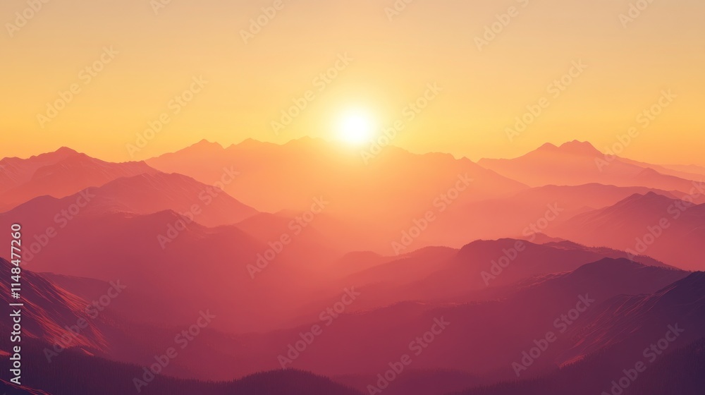 Majestic Sunset Over the Mountain Ranges Majestic Sunset Over the Mountain Ranges