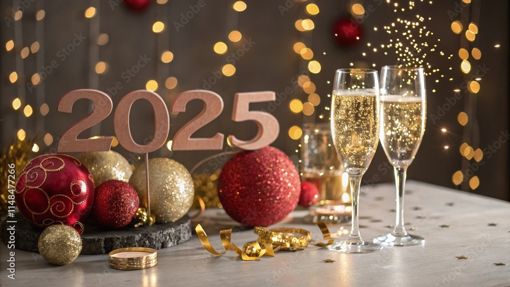 2025 Party Setup with Champagne and Festive Lights 2025 Party Setup with Champagne and Festive Lights