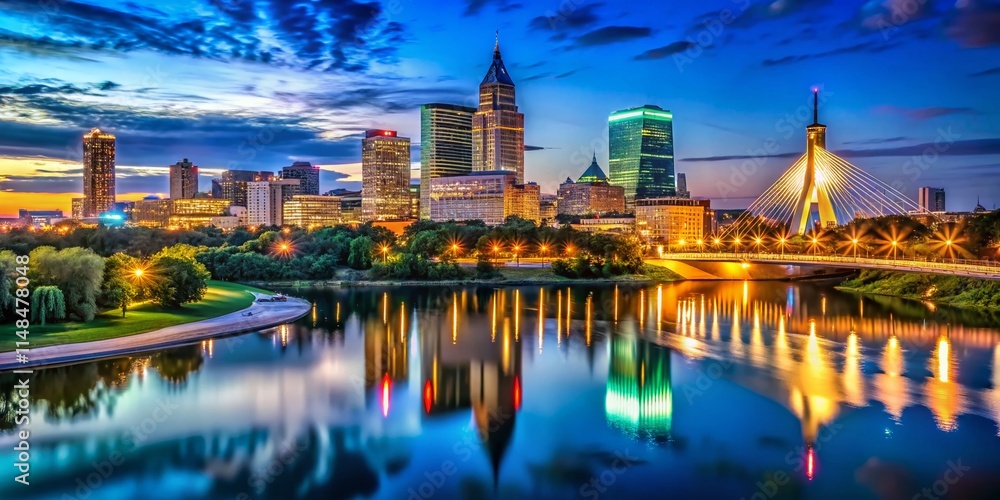 custom made wallpaper toronto digitalWinnipeg Skyline Night Photography, Low Light Cityscape, Manitoba Canada Urban Landscape, Dramatic Night Scene
