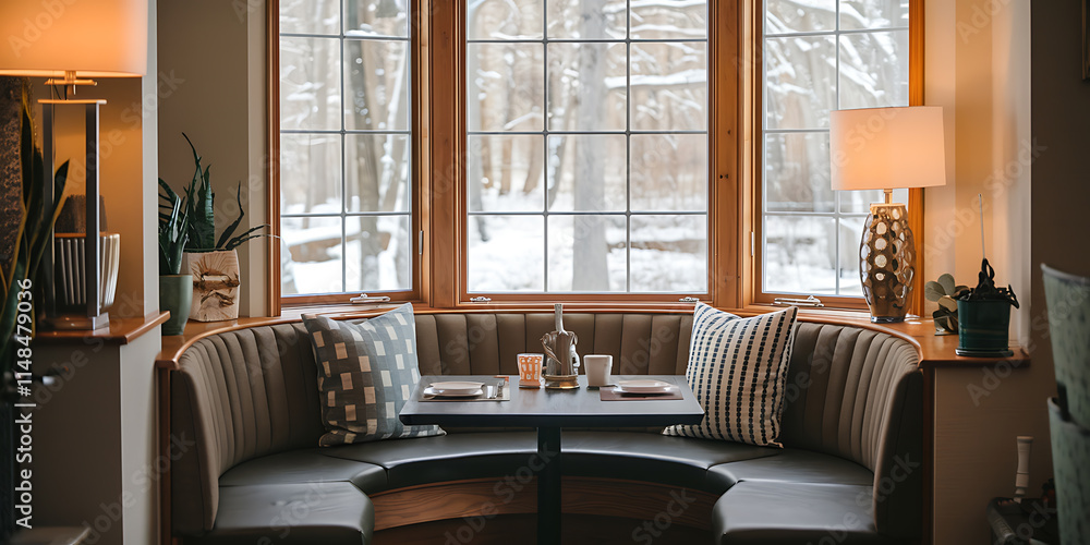 Fototapeta premium of a breakfast nook with banquette seating