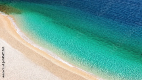 Sandy Beach Meets Turquoise Ocean Water photo