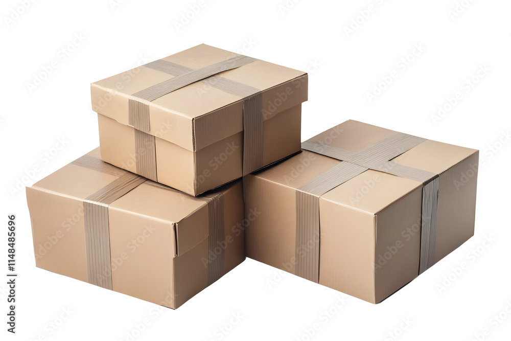 Cardboard boxes on top of each other isolated on a transparent background Cardboard boxes on top of each other isolated on a transparent background