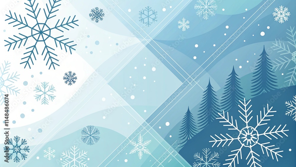 Modern Winter Background with Geometric Snowflake Design Modern Winter Background with Geometric Snowflake Design