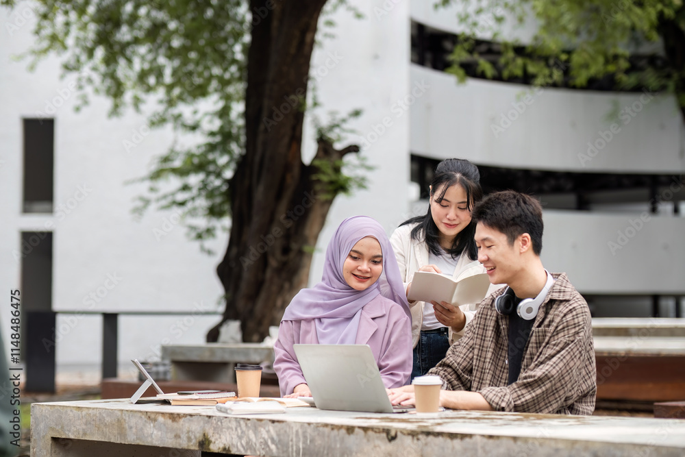 custom made wallpaper toronto digitalDiverse Group of Students Studying Together Outdoors with Laptops and Books for Exam Preparation