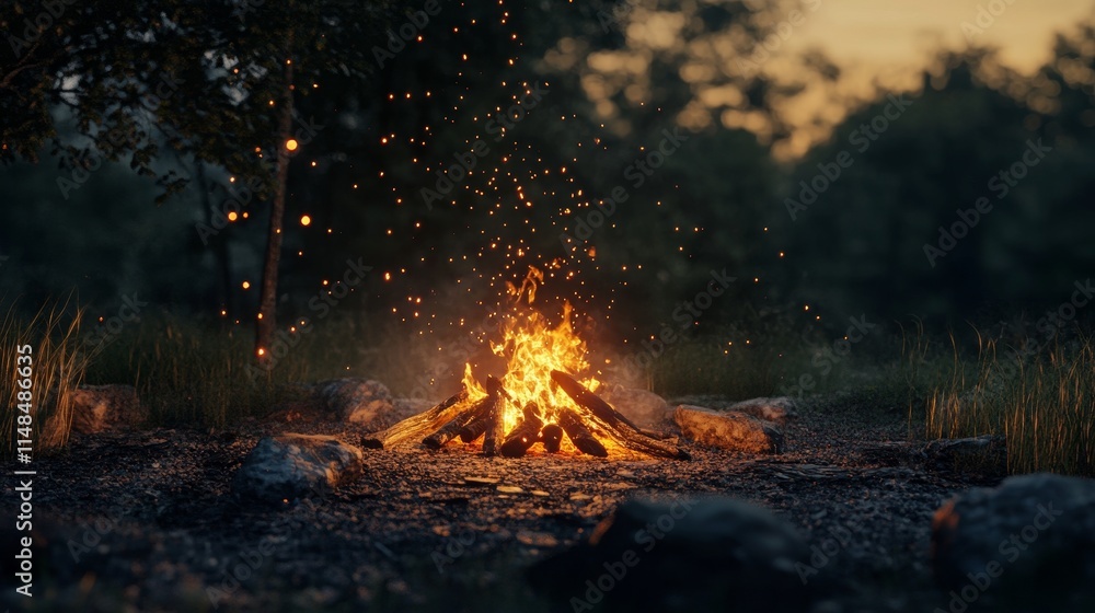 campfire, outdoor fire, glowing flames, night camping, warmth and light campfire, outdoor fire, glowing flames, night camping, warmth and light
