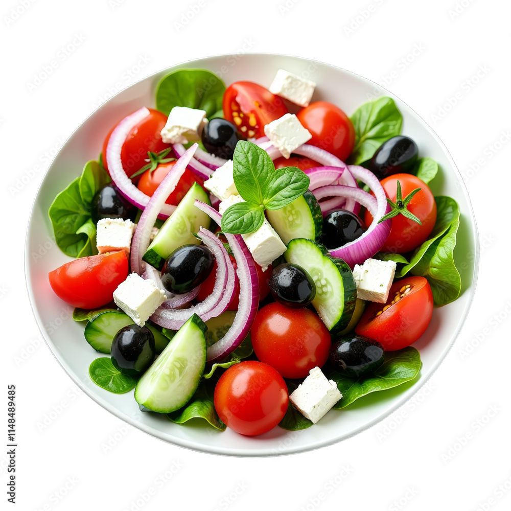 Fresh vegetable salad with feta cheese and basil Fresh vegetable salad with feta cheese and basil