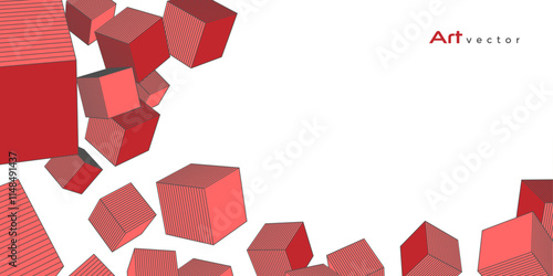 Geometric cubes and squares. Abstract background from geometric shapes. Vector illustration.
