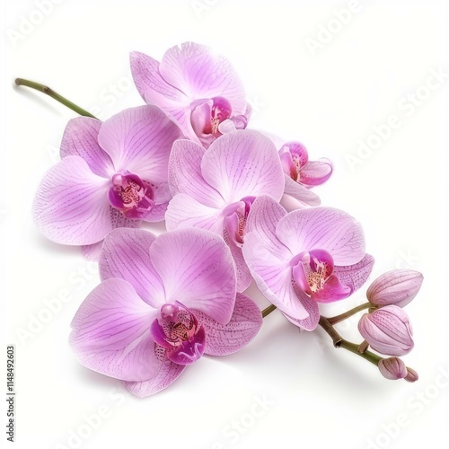 Pink orchid flowers blooming on white background
