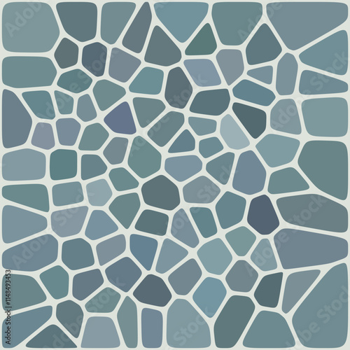 An abstract geometric pattern resembling mosaic tiles in varying shades of blue. The irregular shapes create a textured, modern, and artistic design, evoking a sense of harmony and structure.

