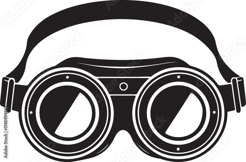 Safety goggles for eyes caring silhouette vector design