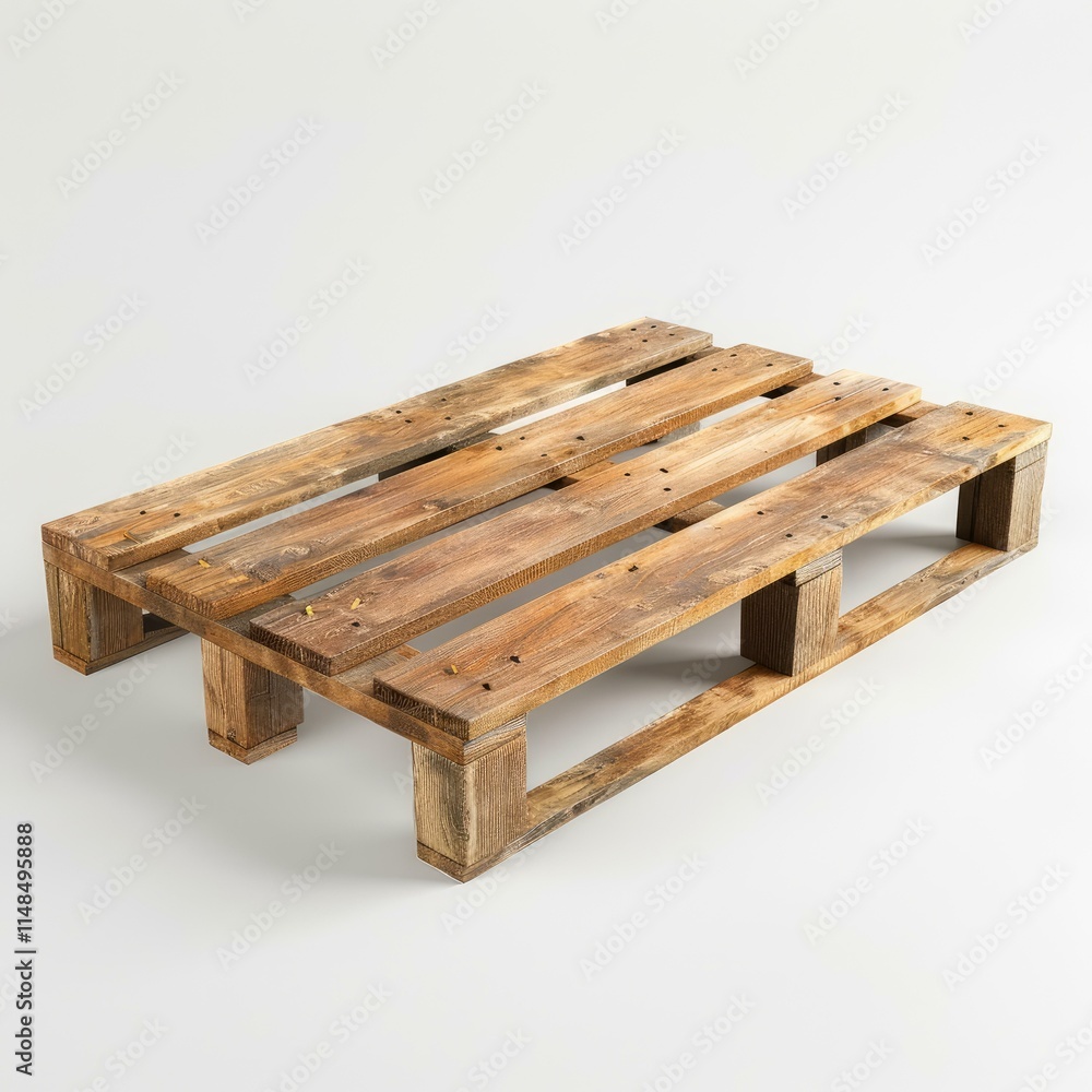 Wooden pallet standing on white background for storage and transportation Wooden pallet standing on white background for storage and transportation