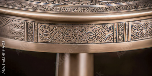 A close-up of a metal side table