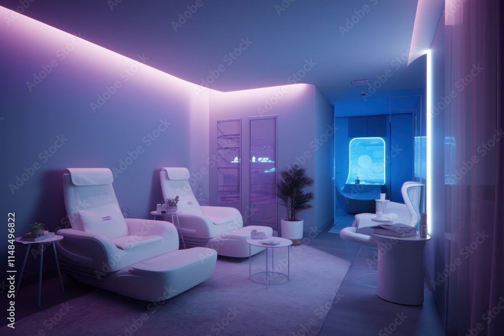 Modern Relaxing Spa Room With Futuristic Chairs Modern Relaxing Spa Room With Futuristic Chairs