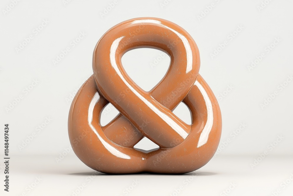 A clean and simple representation of a pretzel with subtle shadowing on a plain white background A clean and simple representation of a pretzel with subtle shadowing on a plain white background