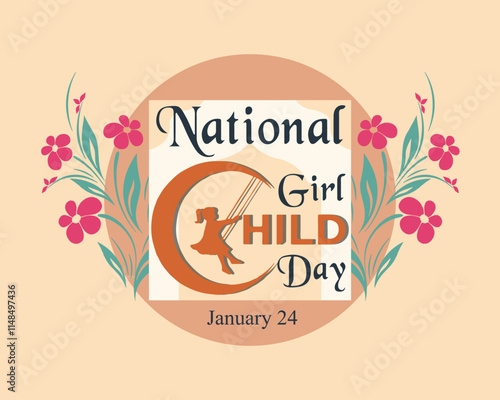 National Girl Child Day, January 24. Social Media Post, poster, card, banner, background Vector Design Template.