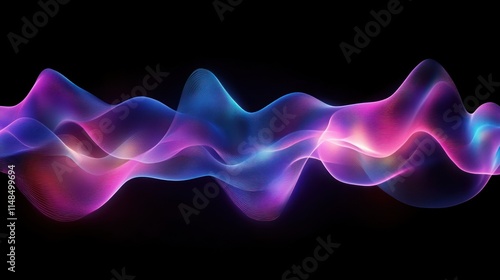 Abstract Neon Waves Flowing Through Dark Space