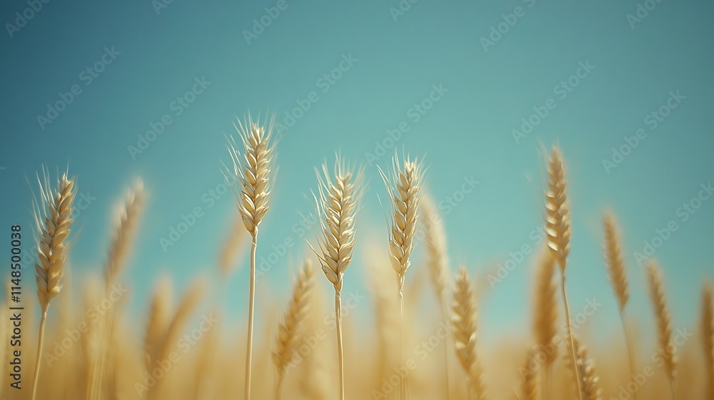 Fototapeta premium Rustic wheat field in the summer with soft focus
