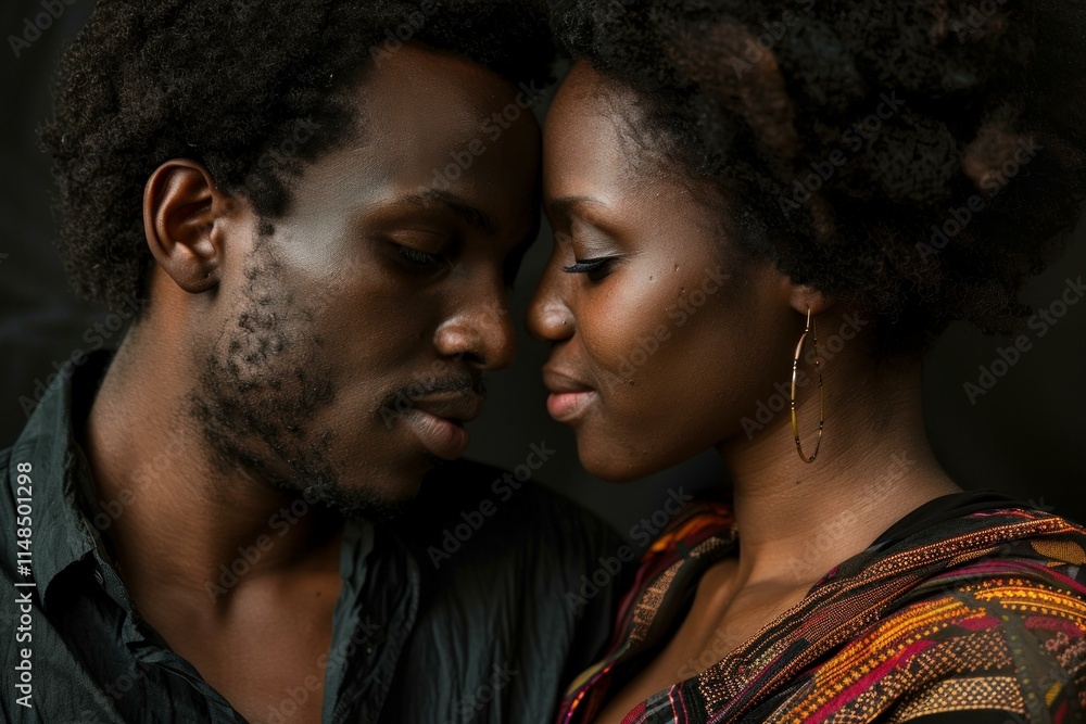 Young romantic couple sharing intimate moment of affection Young romantic couple sharing intimate moment of affection