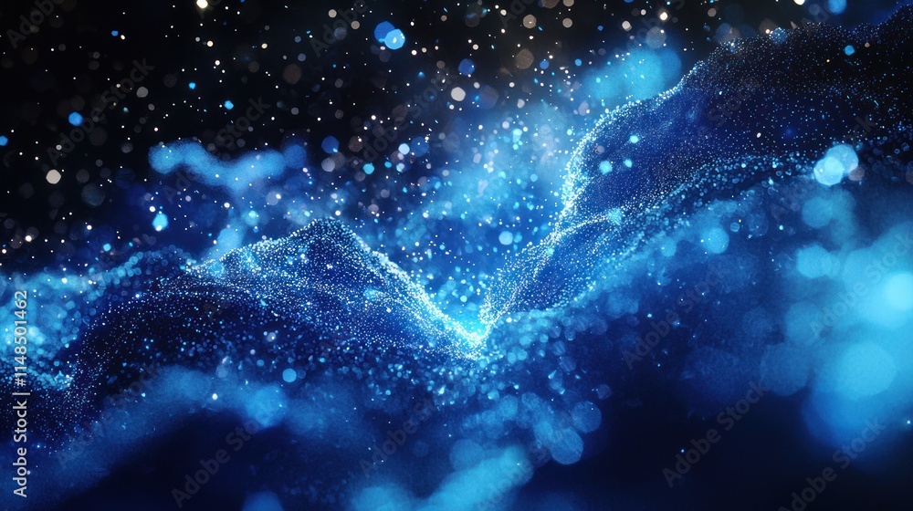 Obraz premium Abstract Blue Nebula: A Digital Landscape of Celestial Particles