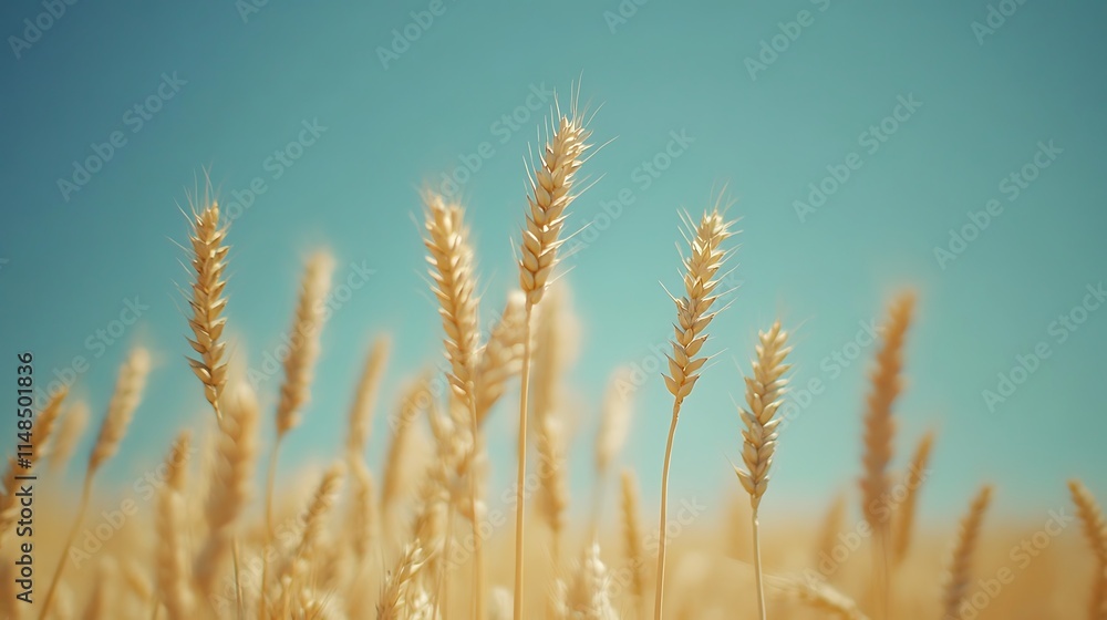 Fototapeta premium Rustic wheat field in the summer with soft focus