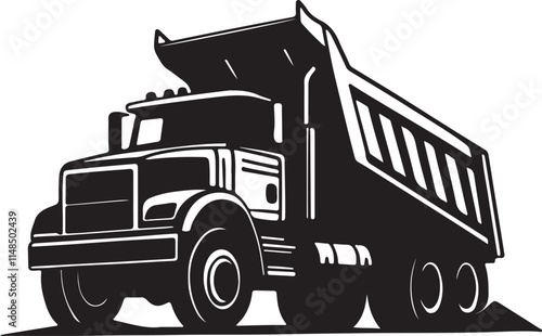 Dump truck silhouette vector art and illustration design