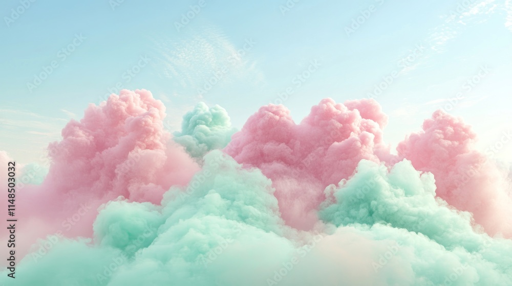 Pastel Pink and Mint Cloudscape A Dreamlike Scene Pastel Pink and Mint Cloudscape A Dreamlike Scene