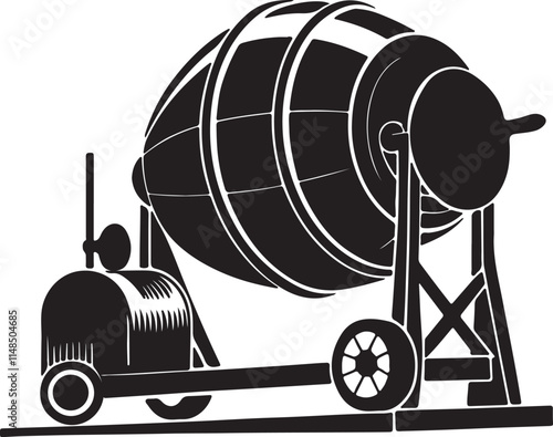 Concrete mixer silhouette vector art and illustration design
