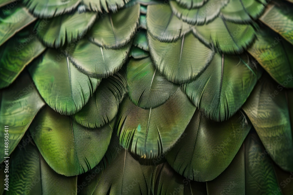 Fototapeta premium Close up of vibrant green plumage creating intricate natural pattern