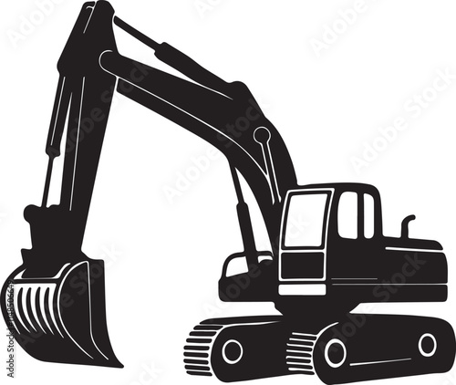Modern technology Excavator silhouette vector and illustration design