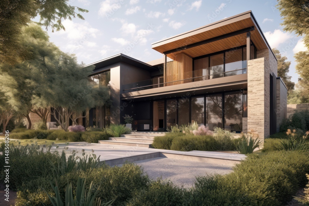 Modern Architectural Home Surrounded By Lush Greenery Modern Architectural Home Surrounded By Lush Greenery