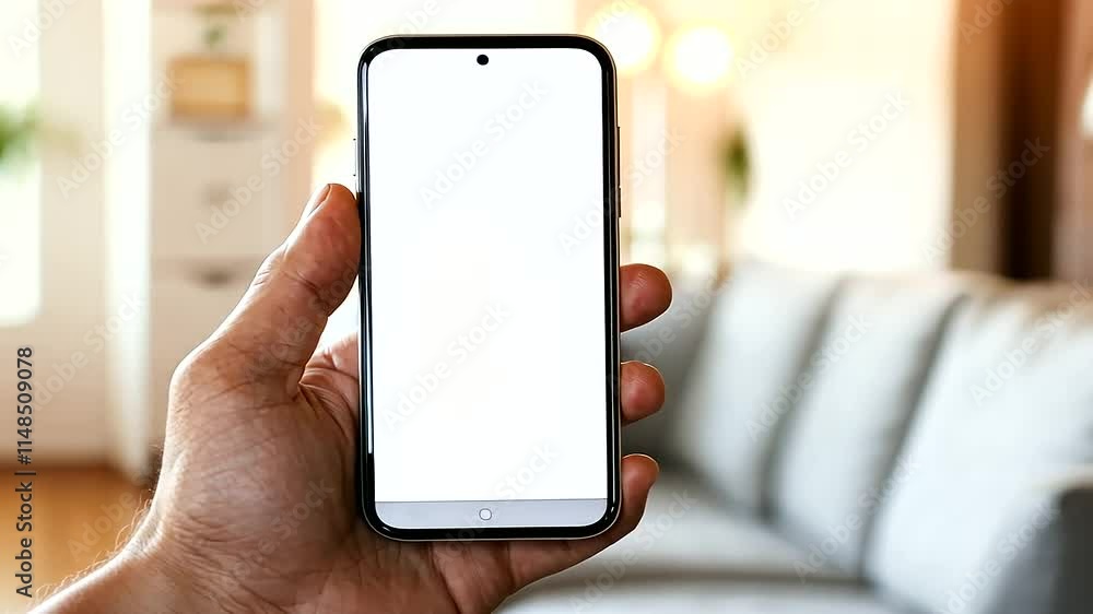 Hand Holding Smartphone with Blank Screen for Customization Hand Holding Smartphone with Blank Screen for Customization