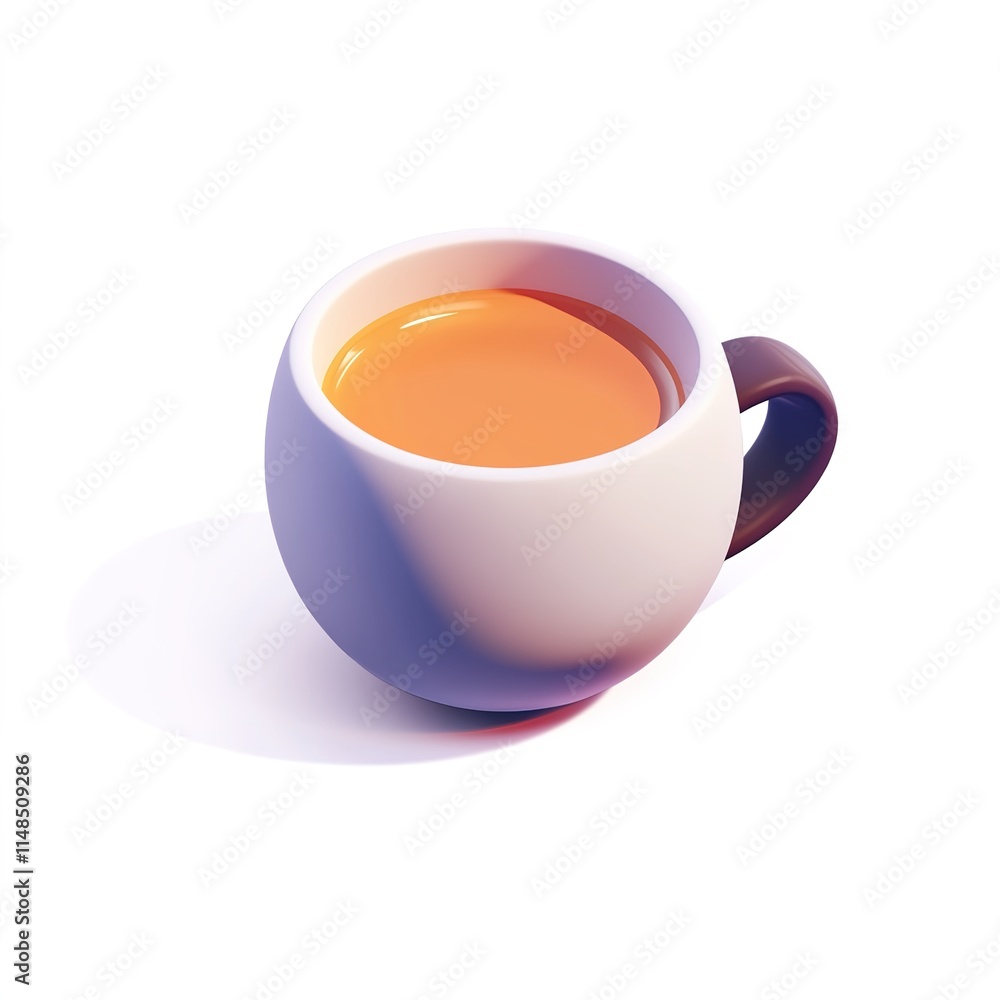 Adorable 3D Isometric Coffee Cup Icon in Minimalist Style – Cute Miniature with Soft Round Form on White Background Adorable 3D Isometric Coffee Cup Icon in Minimalist Style – Cute Miniature with Soft Round Form on White Background