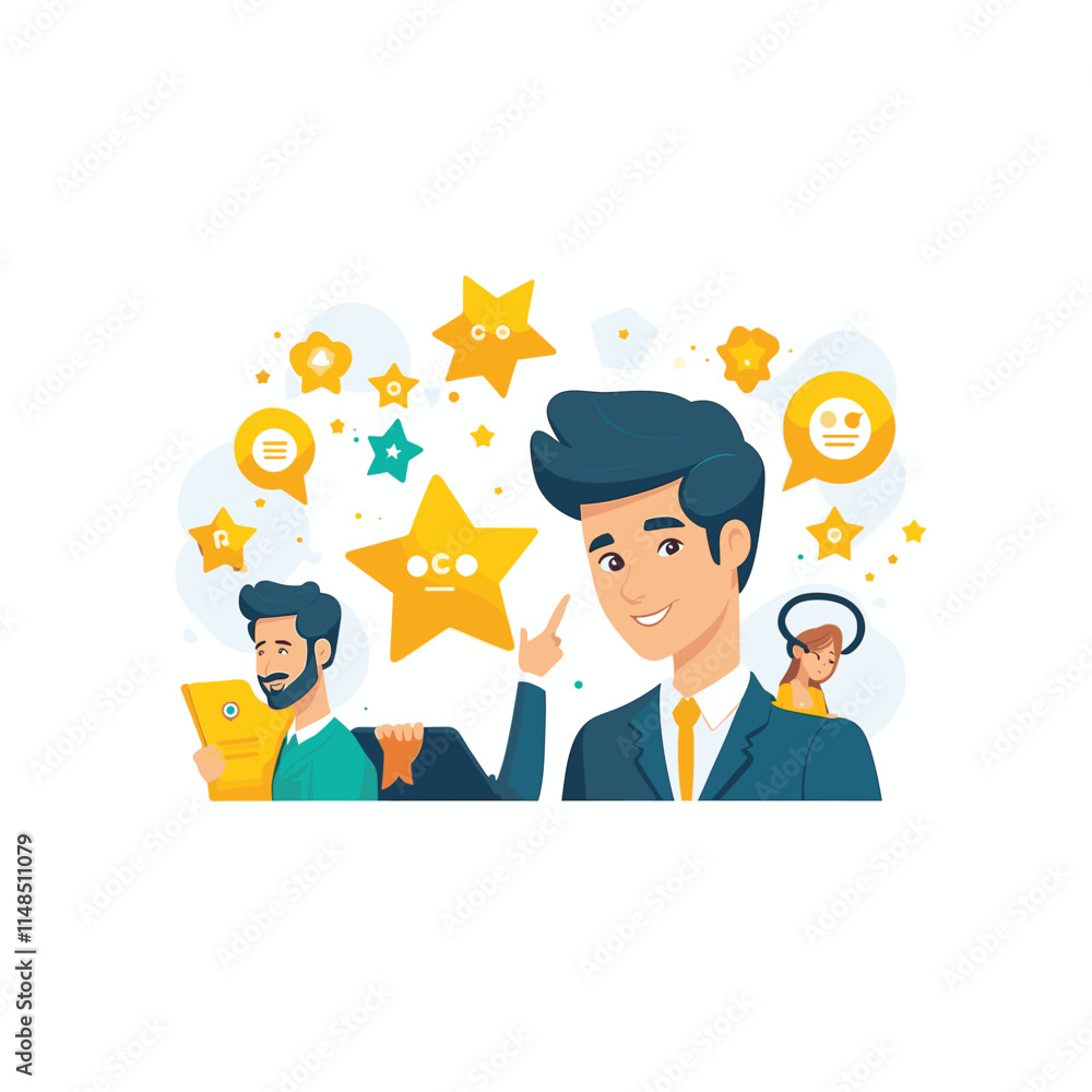 Business and social media work vector illustration Business and social media work vector illustration