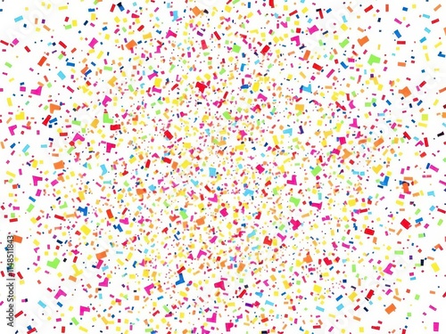 Vibrant confetti bursts in various colors, isolated, decoration, holiday, bright
