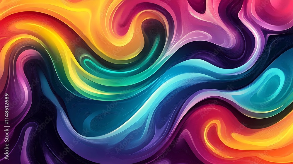 Obraz premium Abstract Colorful Swirling Wave Pattern Design