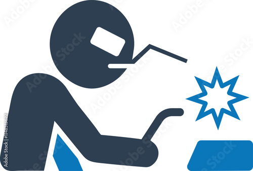 Welder with a mask using a torch icon