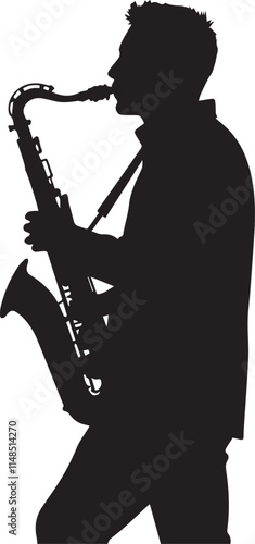 silhouette of a man playing a saxophone