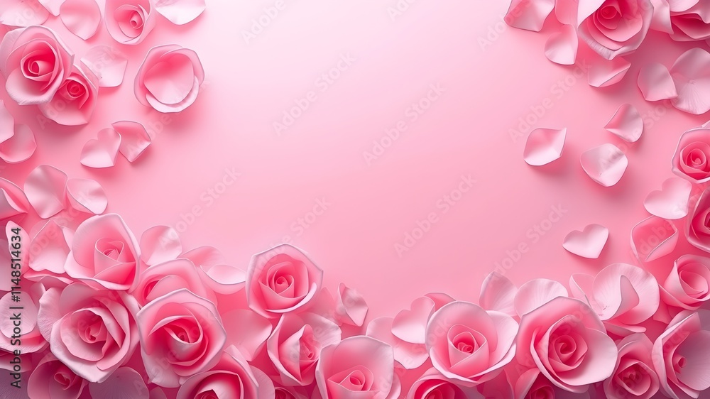 Swirling rose petals on romantic pink background Swirling rose petals on romantic pink background
