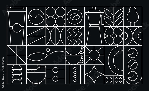 Background,pattern Bauhaus coffee contour