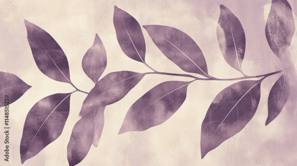 Elegant Purple Leaves Branch Soft Background Design Elegant Purple Leaves Branch Soft Background Design