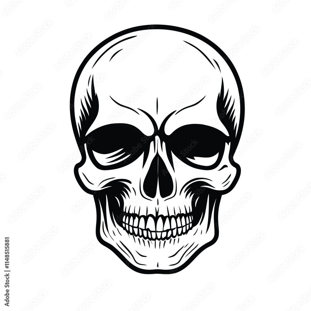 Black and white vector image of a human skull Black and white vector image of a human skull