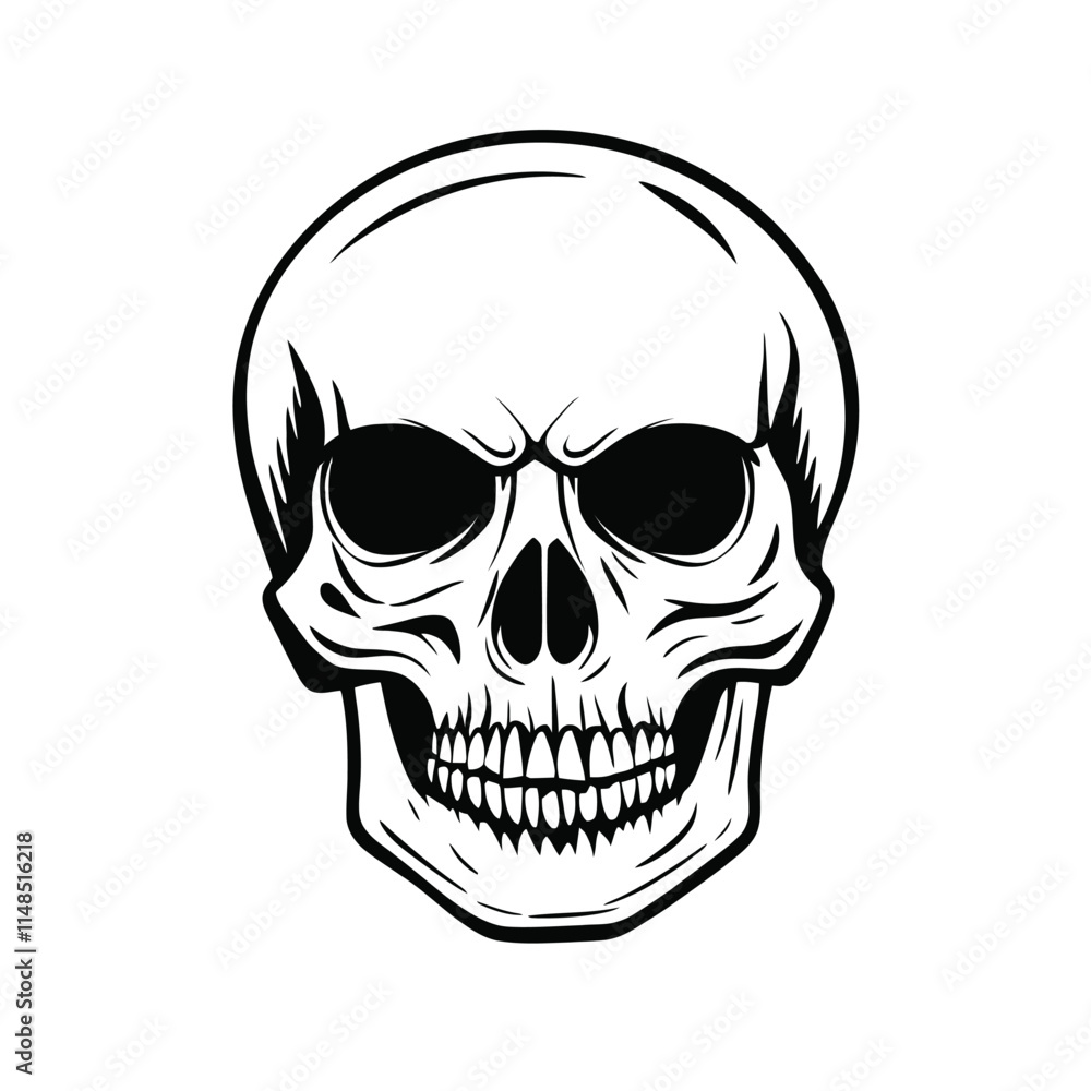Black and white vector image of a human skull Black and white vector image of a human skull