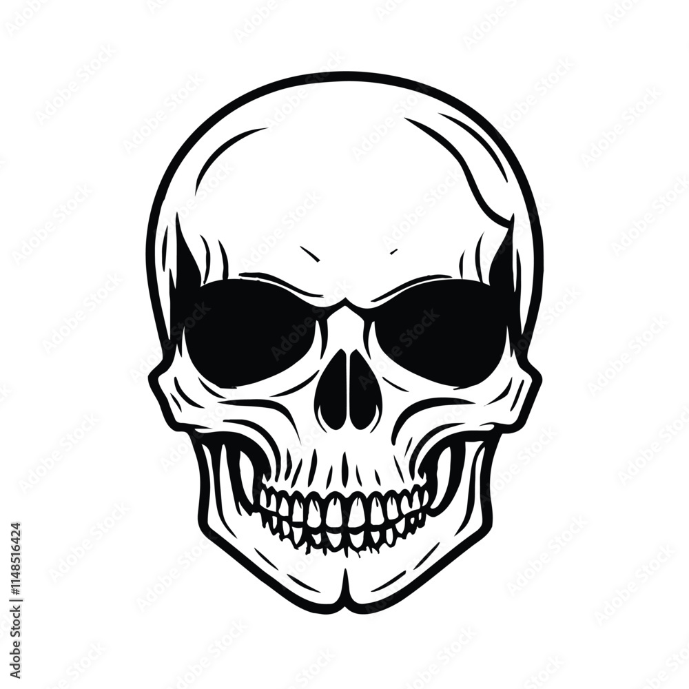 Black and white vector image of a human skull Black and white vector image of a human skull